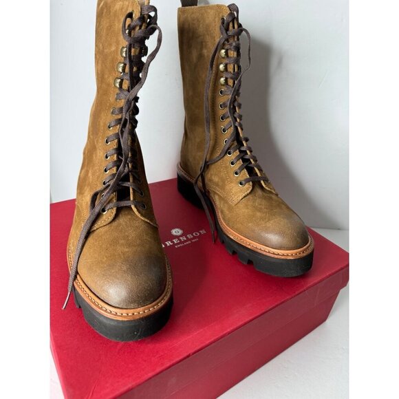 Anthropologie X Grenson Mavis Snuff Burnishing Suede Combat Boots UK 4 US 6.5 - Picture 2 of 7
